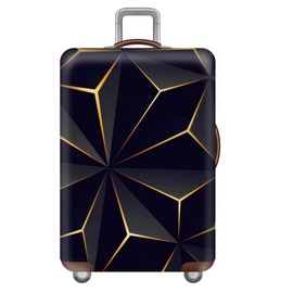 FANSU Elastic Suitcase Cover, Suitcase Protective Cover, Cyberpunk Style Travel Suitcase Protective Cover with Zip, Elastane, Washable Luggage Cover - 18 to 32 Inches (M (22-25 inches), Triangle)