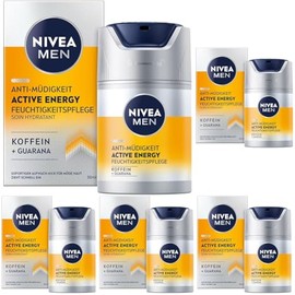 NIVEA MEN Active Energy Gesichtspflege Creme (50 ml), revitalisierende Gesichtscreme f√ºr M√§nner, schnell einziehende Feuchtigkeitscreme gegen Zeichen von M√ºdigkeit (Packung mit 5)