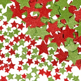 READY 2 LEARN Glitter Foam Stickers - Red and Green Stars - Pack of 168 - Self-Adhesive - Stickers for Christmas Crafts and Holiday Party Favors