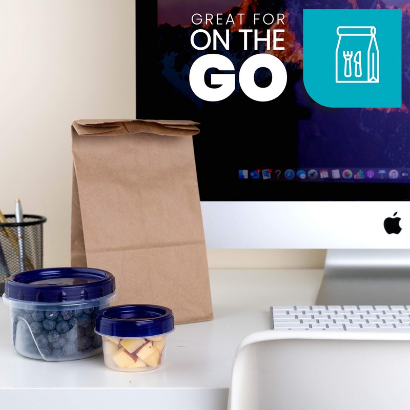 PLASTICPRO Deli Containers Clear bottom With blue Top Twist on