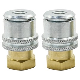 laffoonparts 2 Pcs Tire Air Chuck, 1/4 inch Heavy Duty Brass Closed Flow Lock Tire Chuck, Car Air Pump Thread Nozzle Adapter for Inflator Gauge Compressor