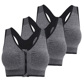 Fapreit - brasier deportivo con cierre frontal para mujer, sin costuras, sin cables, con cierre para después de la cirugía, acolchado, espalda cruzada, entrenamiento, gimnasio, yoga