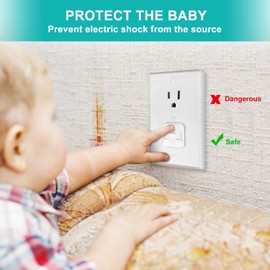 Outlet Covers Baby Proofing (32 Pack) Outlet Plug Protector with Hidden Pull Handle Plug Covers No Easy to Remove by Kids Prevent Child from Shock Hazard Baby Safety Outlet Covers 3-Prong Outlet Cap