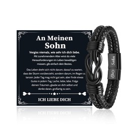VU100 Ich Liebe Dich Gifts for Men, An Meinen Sohn/Mann Leather Bracelet Men's with Engraving Birthday Christmas Gift for Him Husband Boyfriend Son Valentine's Day Anniversary Gift for Him, No