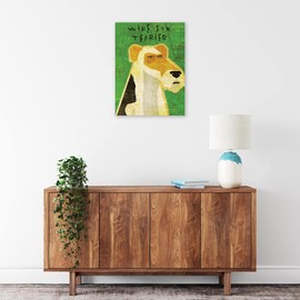 Fine Art Canvas Wire Fox Terrier Canvas Wall Decor by Artist John W. Golden for Living Room, Bedroom, Bathroom, Kitchen, Office, Bar, Dining & Guest Room - Ready to Hang - 12 in x 16 in