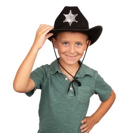 Funny Party Hats Kids Black Sheriff Cowboy Hat