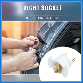 VekAuto Headlight Headlamp Bulb Socket Adapter 33116-SD4-961 for Honda CR-V 2005-2006 Plastic White (Set of 2) Auto Accessories