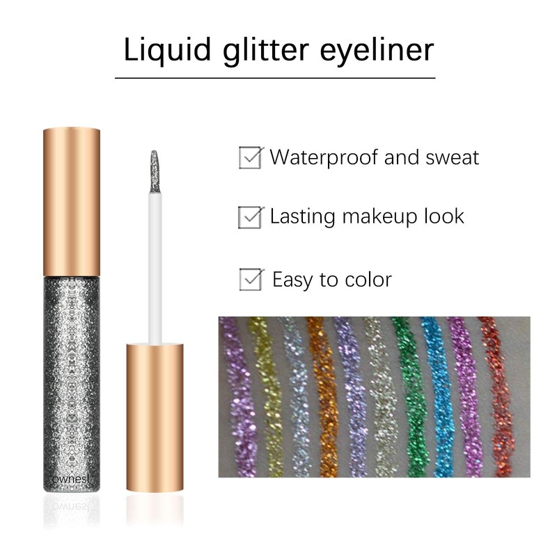 Freeorr 10 Colours Liquid Glitter Eyeliner, Metallic Shimmer Glitter Eyeshadow,