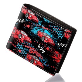 Cool Wallet for Boys - Teen Boys Wallet Sport Ball Print Slim Thin PU Leather Bi-Fold Purse with Credit ID Card Cash Holder Coin Pocket ID Window for Men Youth Teens