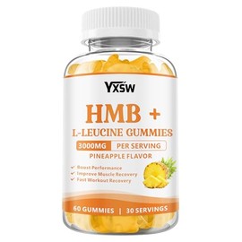 YXSW HMB and L-Leucine Gummies 3000mg, HMB and Leucine Amino Acid Supplements for Muscle Growth, Muscle Recovery and Workout Recovery, for Men & Women, Sugar-Free, Pineapple Flavor, 120 Count