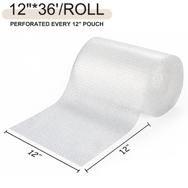 Bubble Cushioning Wrap Rolls-2 Pack 12 Inch x 36 ft-