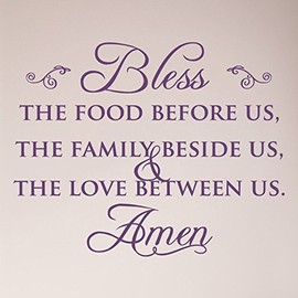 29"x24" Bless The Food Before Us The Family Beside Us and The Love Between Us Amen Wall Decal Sticker Art Mural Embellishment Home Decor Vinyl Lettering Christian Thanksgiving Kitchen Table