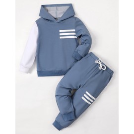 Hevemexy Boys Clothes 3T Long Sleeve Hoodie Sweatsuits Tops and Pants 2Pcs Winter Outfits Set Toddler Boy Clothes Blue