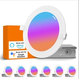Dcvoltfield Smart led RGB Recessed Lighting,Ultra -Thin Color Changing Canless LED Downlight with Remote Control,2700K-6500K (Smart White - 12Pack, 4 Inch)