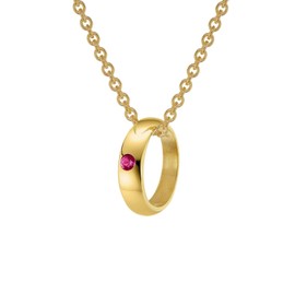 trendor Anhänger Taufring Gold 333 mit Rubin an goldplattierter Kette 39460-45 45 cm