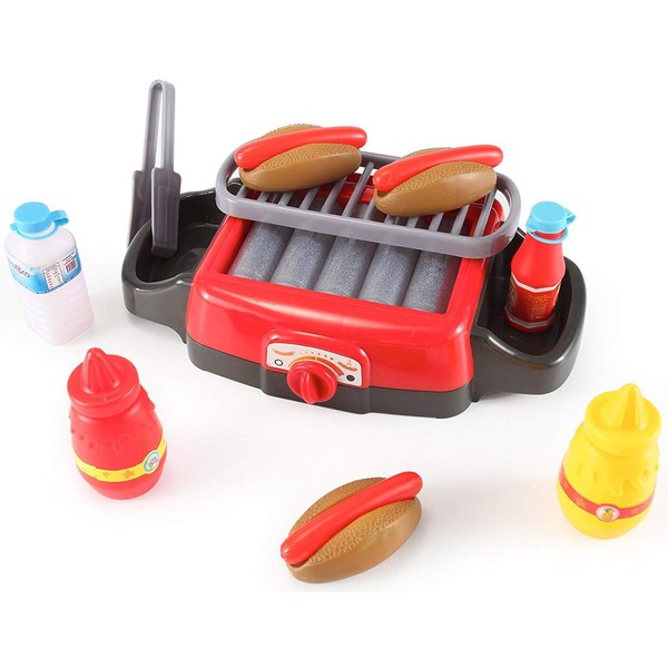 PowerTRC Hot Dog Roller Grill Electric Stove Play Set | Food Kitchen Appliance | Kids Pretend Play Food | Barbecue Toy