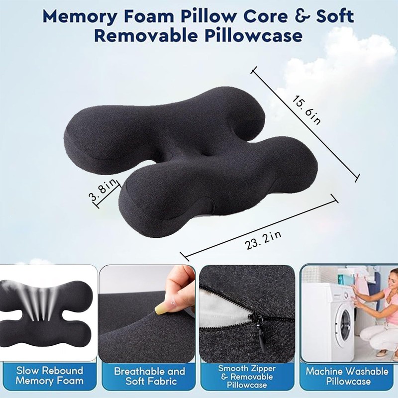 Janemiri Side Sleep Beauty Pillow,Ergonomic Memory Foam with Removable Cover,Butterfly