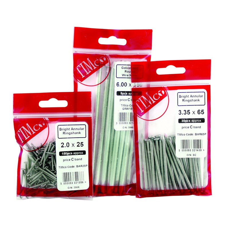 TIMco GRW40P Galvanised Round Wire Nails 40 x 2.65 -