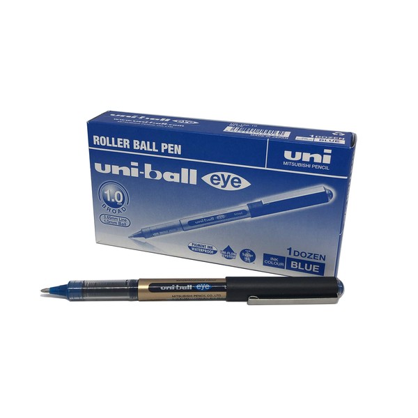uni-ball Eye Broad UB-150-10 Rollerball pen, 1mm nib, Blue ink, box of 12
