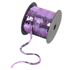 Flat Sequin Strip, 6mm String Metallic Sequin Strand, Paillette Metallic Sequin Trim Sewing String for Craft Embellishment Costume Sports Events, 100 Yards, Purple