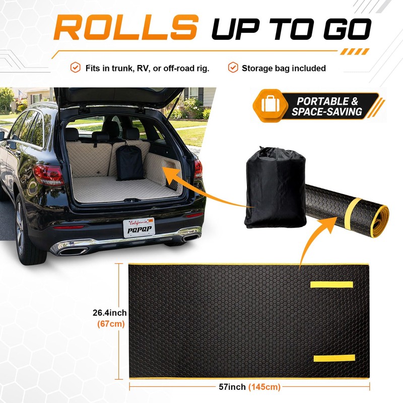 PQPQP Rolling Creeper Mat, 145×67cm Portable Under Car Repair Pad