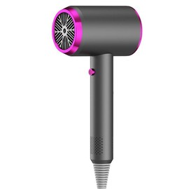 blow dryer, blowout dryer brush 110,000 RPM motor Hair Dryer With Magnetic Attachments, Negative Ion, Heat Damage Protection,thermal brush comfortable,Gradient Pink - Color: Premium Black