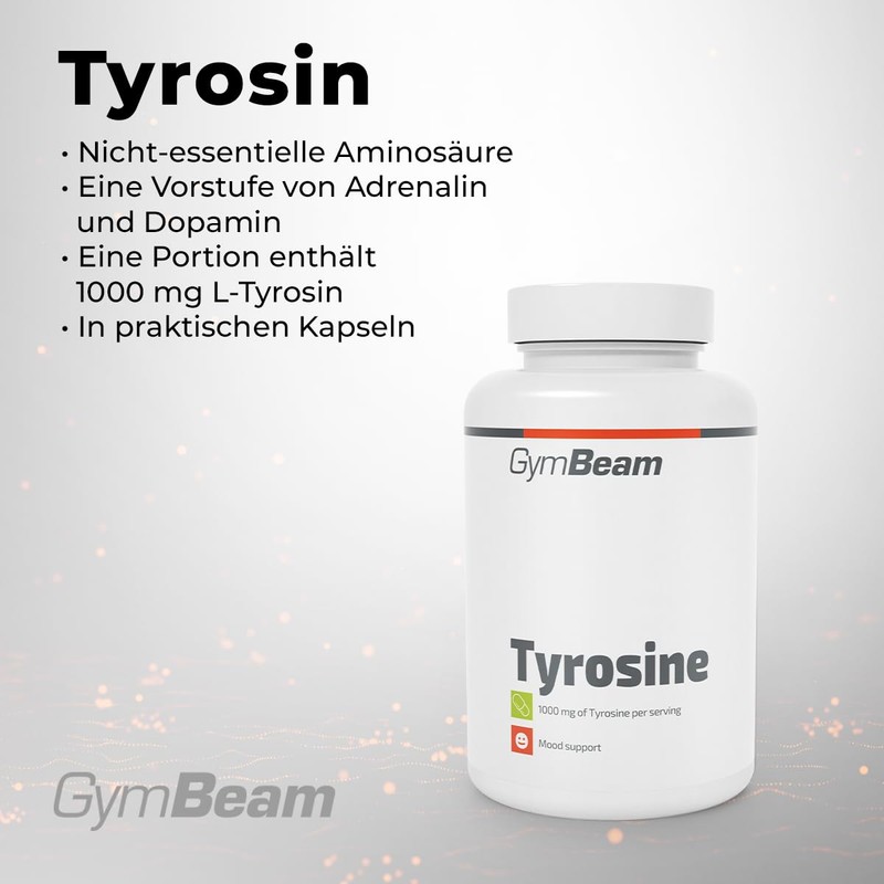 GymBeam L-Tyrosine (1000 mg) - Non-Essenzelle Amino Acid, Practical Capsules,