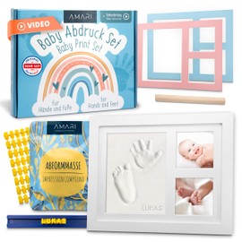 Amari® Plaster Cast Set Baby Hand and Foot - Imprint Set Baby with Picture Frame - Baby Gift - Footprint Baby Handprint Set, Baby Accessories, Newborn Gift, Baby Shower