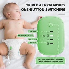 Bed Wetting Alarm for Boys and Girls - USB Rechargeable, Bedwetting Alarm with High Sensitivity Sensor, Loud Sound and Strong Vibration, Proven Solution for Bedwetters (Green)