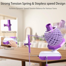 BestYiJo Electric Yarn Winder Automatic Large Capacity 13 oz Yarn Winder Wool Winder for Crochet Winding Machine (Purple)
