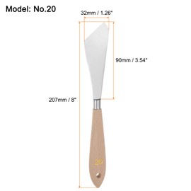 HARFINGTON 4pcs No.20 Palette Knives 32mm Width Stainless Steel Large Slant Spatula Painting Pallet Knife with Wood Handle for Oil Acrylic Canvas Mixing Spreading