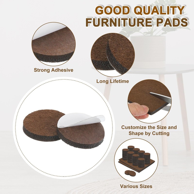 uxcell 82Pcs Felt Furniture Pads, Round Furniture Feet Floor Protectors,