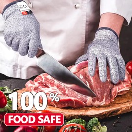 Level 5 Cut Resistant Gloves, HPPE Safety Gloves Cut Proof for Kitchen Cutting Oyster Shucking Mandoline Woodwork (M-1 Pairs)