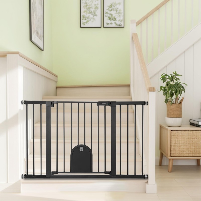 Newnice 40.6"-29.7" Wide Auto Close Baby Gate with Small Cat