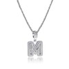 MiniJewelry M Letter Initial Silver Crystal Clear CZ Necklace Name
