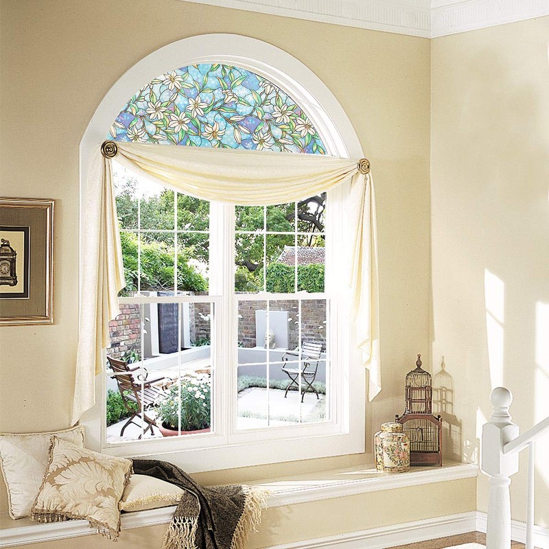 PROTINT WINDOWS Precut Orchid Decorative Arched Window Film, Self Static