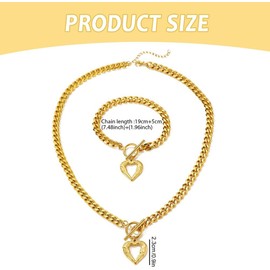 TTPSRY Jewellery Sets for Women 18K Titanium Heart Necklace and Bracelet Set Individuality Jewellery Ideal for Everyday and Party Wear(Gold)