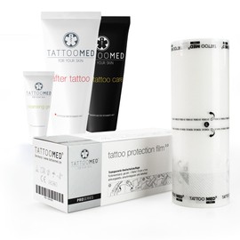 TattooMed Tattoo After Care Pro Kit - Saving Bundle (Cleansing Gel 25 ml & After Tattoo 100 ml & Daily Tattoo Care 100 ml & Tattoo Protection Film)