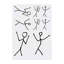 4 x 'Dancing Stickmen' Temporary Tattoos - Water Resistant, Skin-Safe, Non-Toxic Transfers, Mixed Sizes (TO00040377)