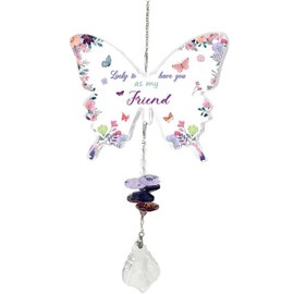 fKiZanthene Butterfly Fridend Gifts, Butterfly Suncatcher, for Birthday Presents for Friends Lucky to Have You as My Friend