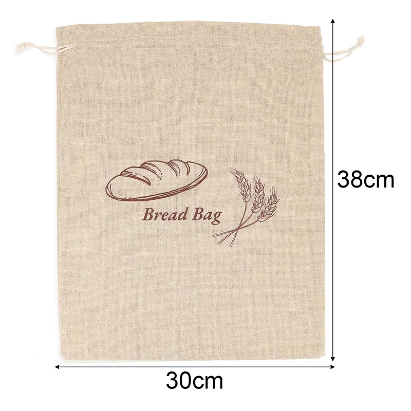 Pack of 2 Linen Bread Bags with TPU Inner Lining,