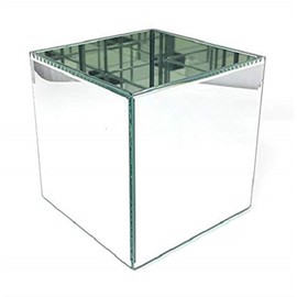 Serene Spaces Living Gatsby Beveled Mirror Vase, Clear Square Glass Mirror Vases for Wedding Decor and Events, Perfect for Restaurants, Spas and Home Decor Space, Measures 5" H x 5" SQ