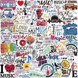 Music Stickers |50Pcs Music Waterproof Vinyl Decals for Water Bottles Laptop Car Luggage Cup Computer Mobile Phone Skateboard Décor