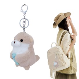 GGUFAY Key Ring Plush Otter, Sustainable Companion Cuddly Toy Pendant with Key Ring for Lanyard, Key Ring & Key Holder