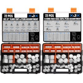 XJX 144-Piece JIC and ORFS Cap and Plug Kit, Hydraulic Hose Caps and Plugs Kit 45# Steel Pipe Fitting Set with Precision Threads