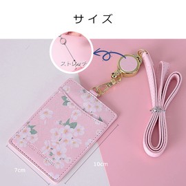 Miskely Pass Case, Women's, Commuter Holder, Flower Pattern, Elastic Reel, ID Case, Employee ID Case, IC Card Case, Double-Sided, For Work or School Commutes, blue