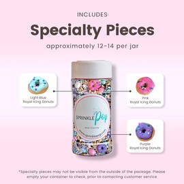 Donut Sprinkle Mix| Made In USA By Sprinkle Pop| Lavender White Gold Pink Blue Sprinkle Mix With Sprinkled Donuts Royal Icings| Birthday Decorating Sprinkles For Donuts Cupcakes Cakes Cookies, 4oz