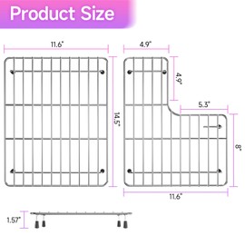 DPZM Stainless Steel Sink Protectors for Kitchen Sink, 23.2'' x11.6'' Sink Racks Compatible with Kohler Whitehaven K-6486 and K-6487, Sink Grid Sink Grate for Bottom of Kitchen Sink with Rubber Feet