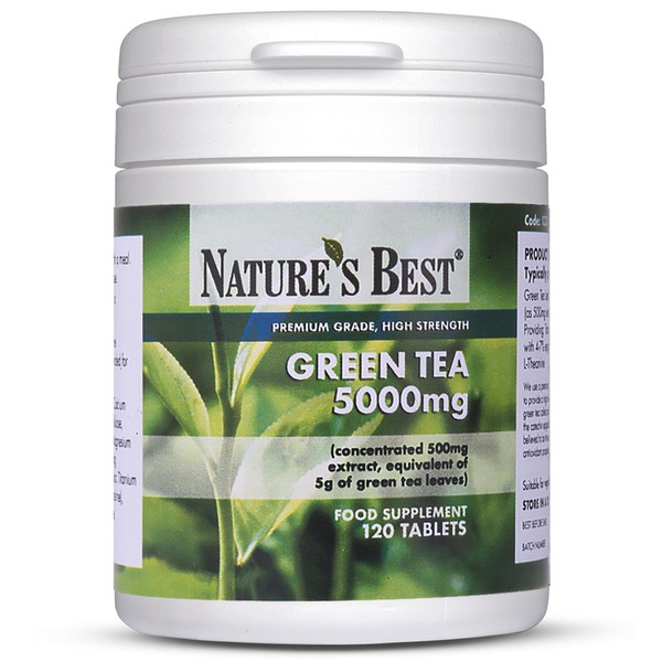 Green Tea 5000mg, Pure Grade Extract | High-Strength Plant polyphenols, with 250mg per Tablet | Sustainably sourced | 120 Vegan Tablets, 1-a-Day, 4 Month’s Supply | UK Made