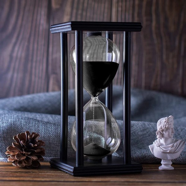 Bellaware Hourglass Timer with Black Sand, 30 Minute Wooden Frame